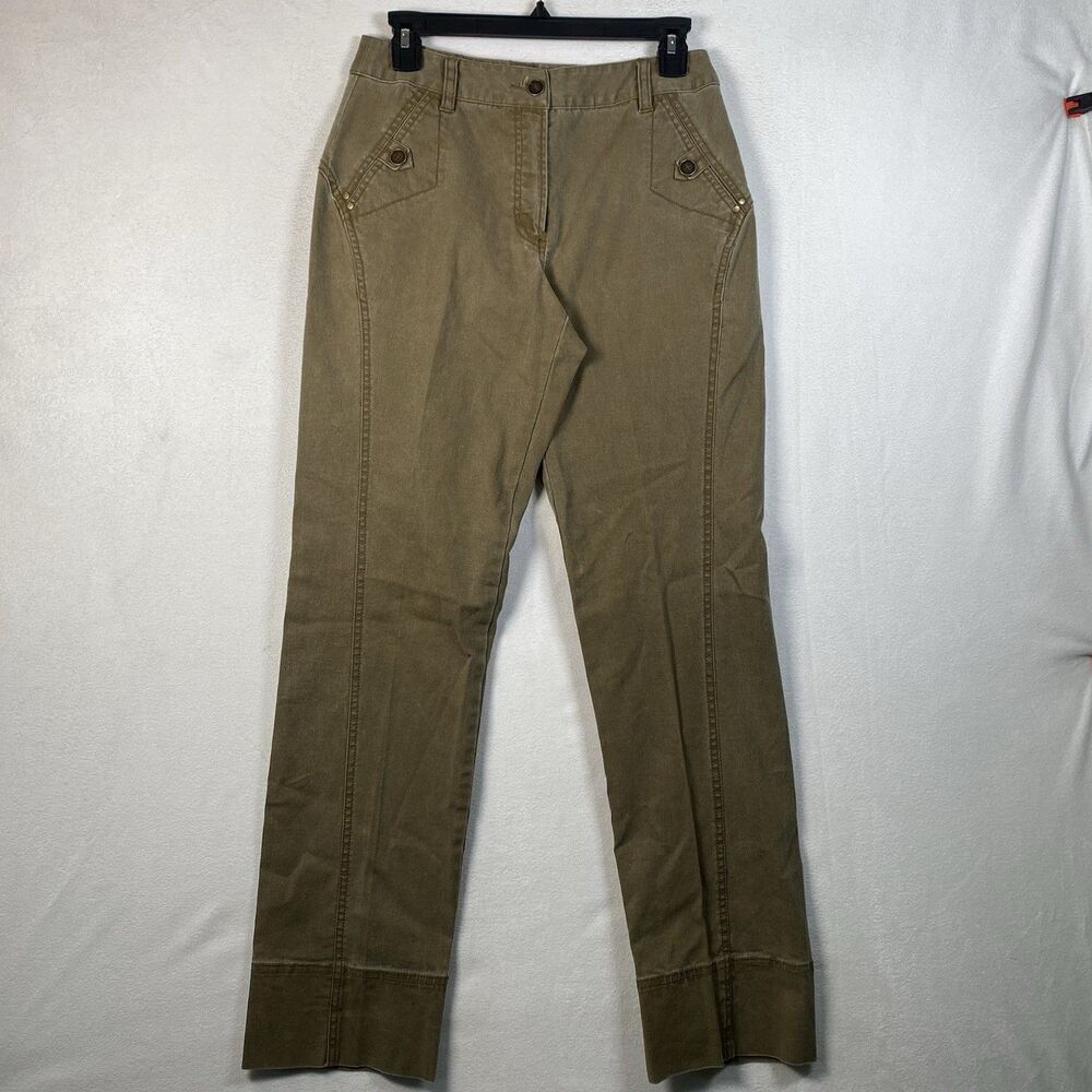Isabella Bird Women’s 4 Green Canvas Pants Cotton Spandex Straight Leg Casual
